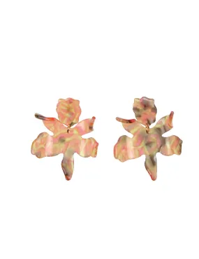 Small Lily Earrings, Peach