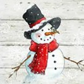 Snowman & Bird  - Square Coasters - 4 Inch