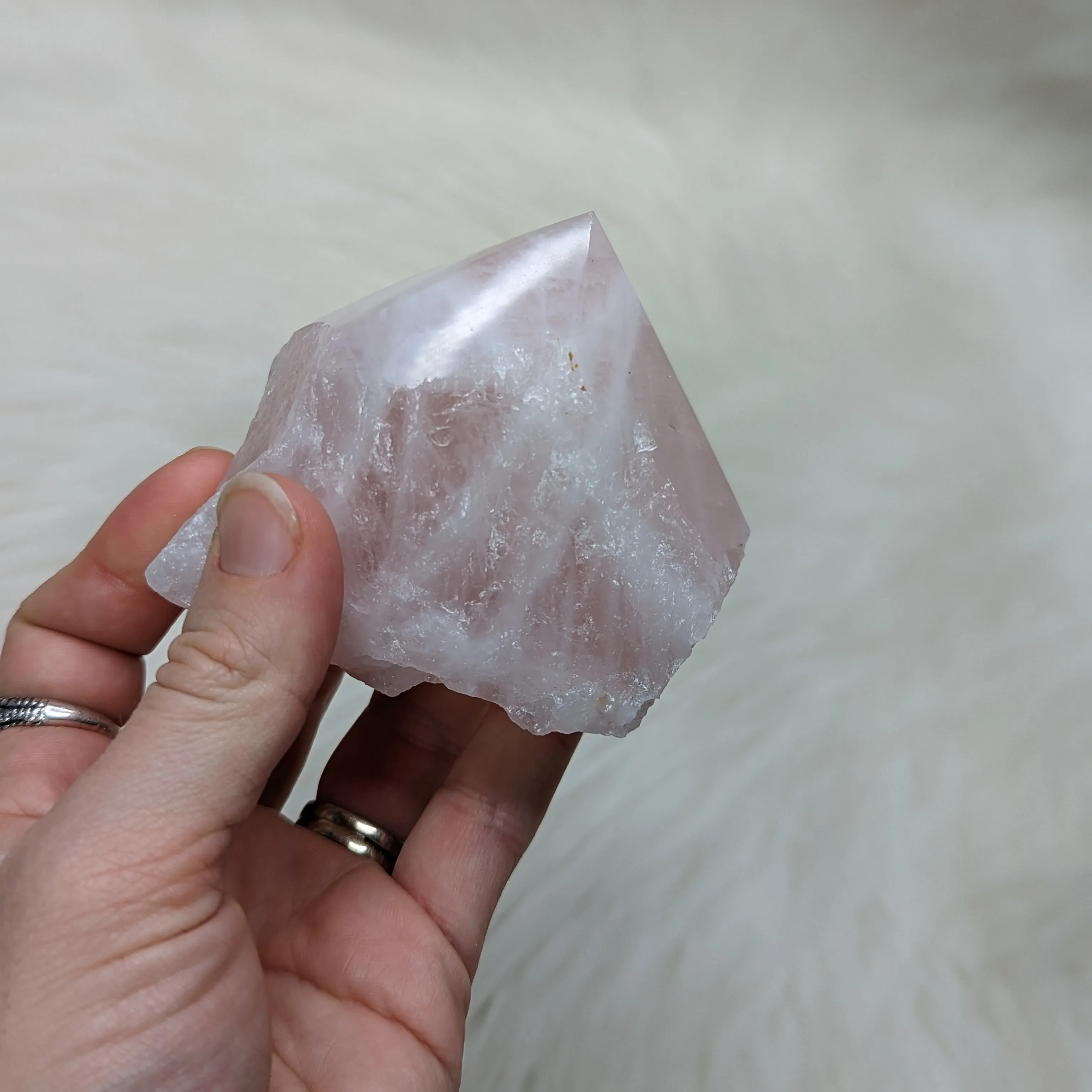 Soft and Loving Rose Quartz Polished Generator Point from Brazil