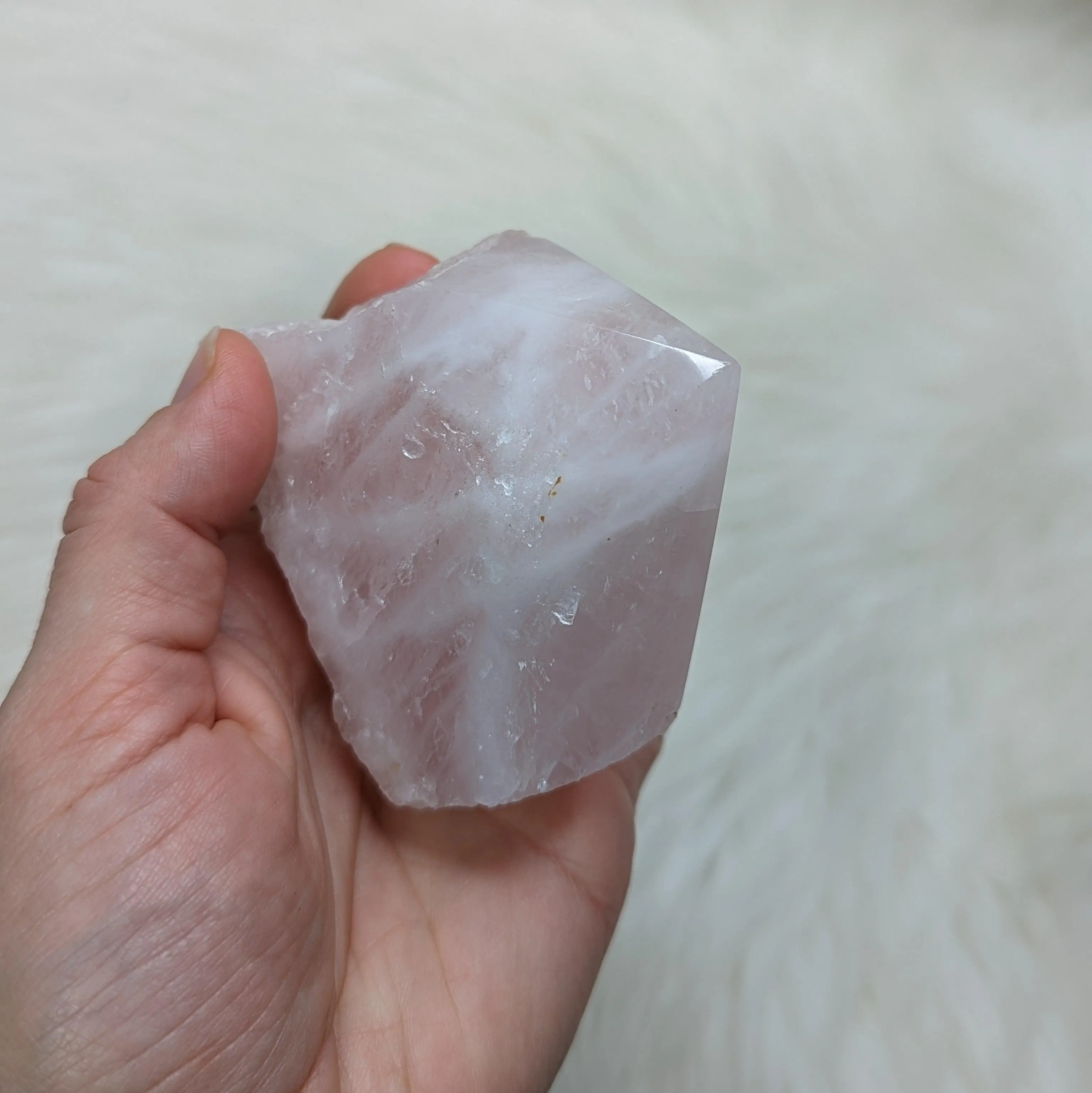 Soft and Loving Rose Quartz Polished Generator Point from Brazil