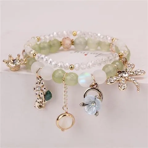 Sparkly Crystal Charm Bracelet Bangle with Gift Box Set for Girls LJ33