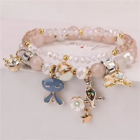 Sparkly Crystal Charm Bracelet Bangle with Gift Box Set for Girls LJ33