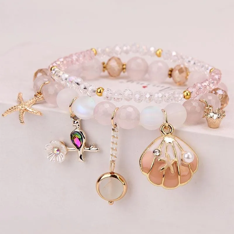 Sparkly Crystal Charm Bracelet Bangle with Gift Box Set for Girls LJ33