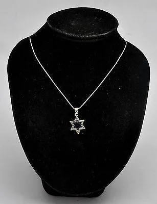 Star of David ( Magen David ) Pendant Blue Crystal Gemstone Silver 925.