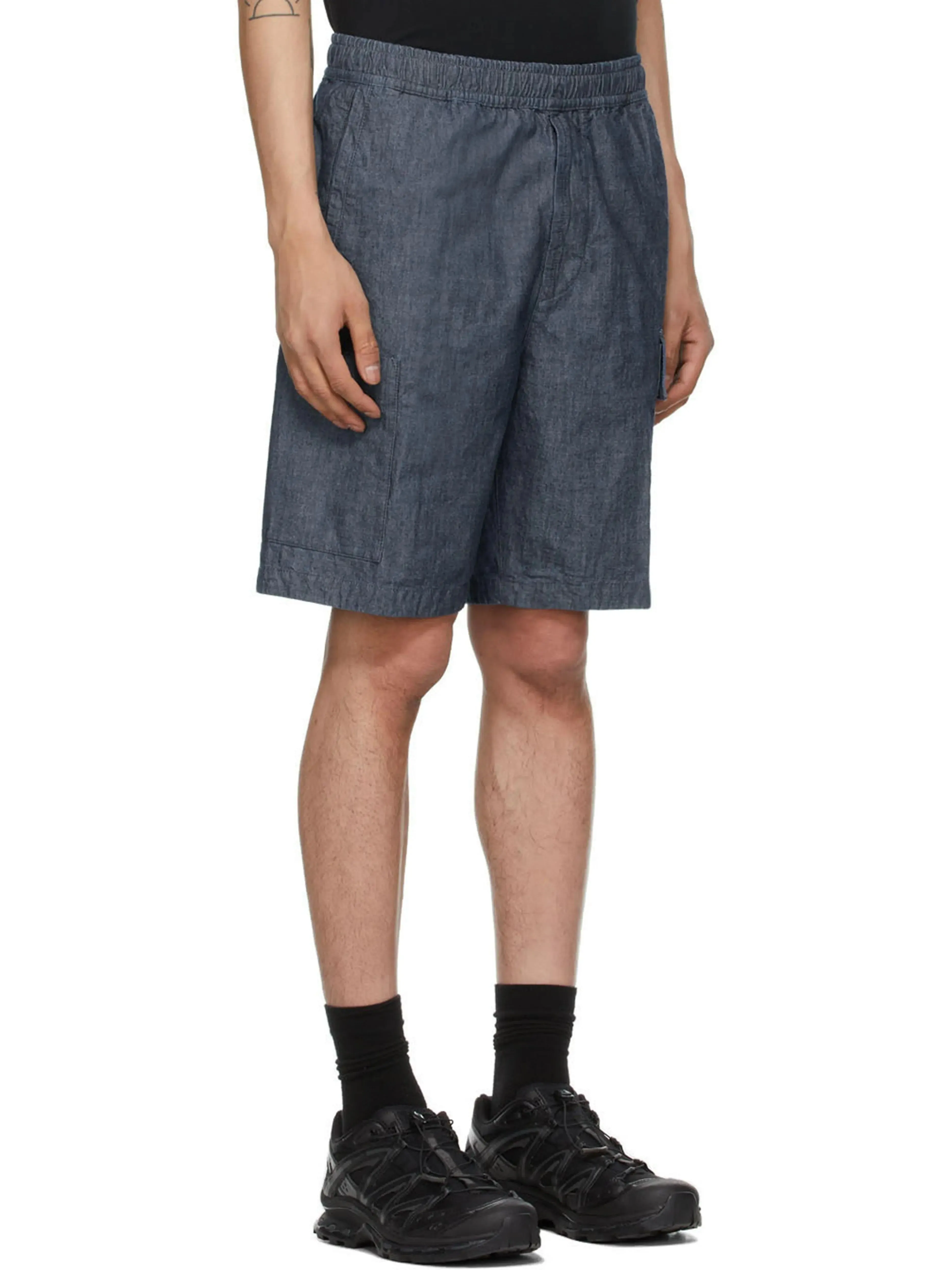 Stone Island Blue Chambray Cargo Shorts