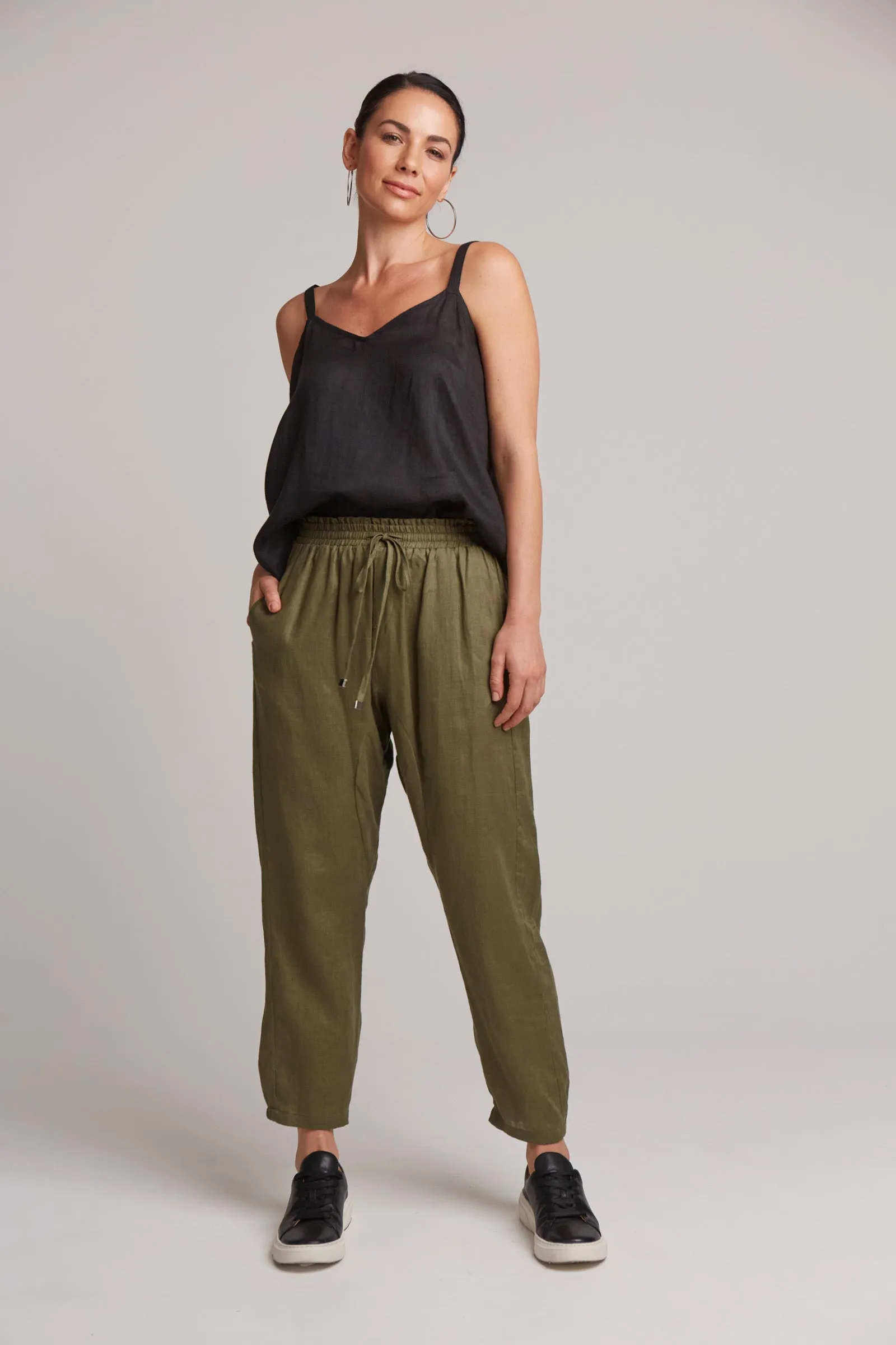 Studio Relaxed Linen Pant - Khaki