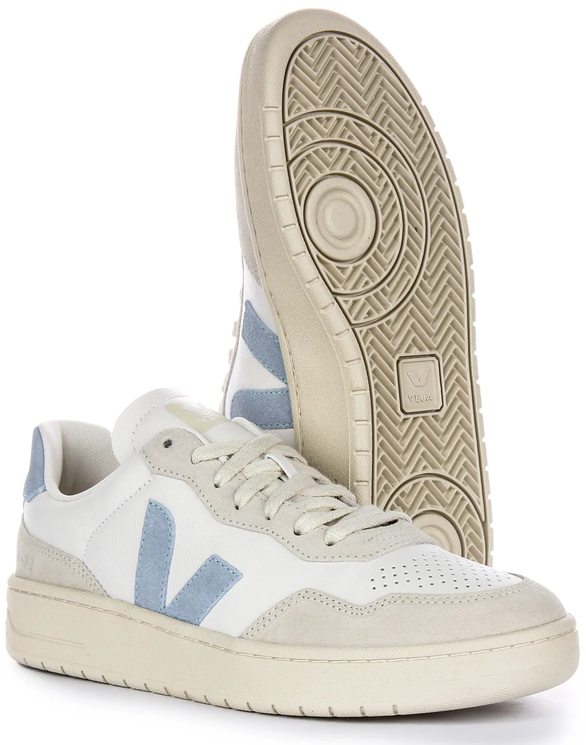 Veja V 90 Leather In White Blue For Women