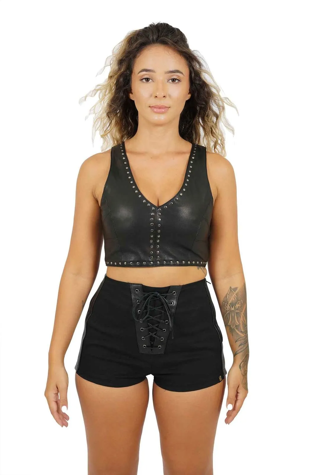 Victoria Leather Crop Top