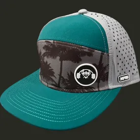 Waterproof Hat: Horizontal Palms on Teal