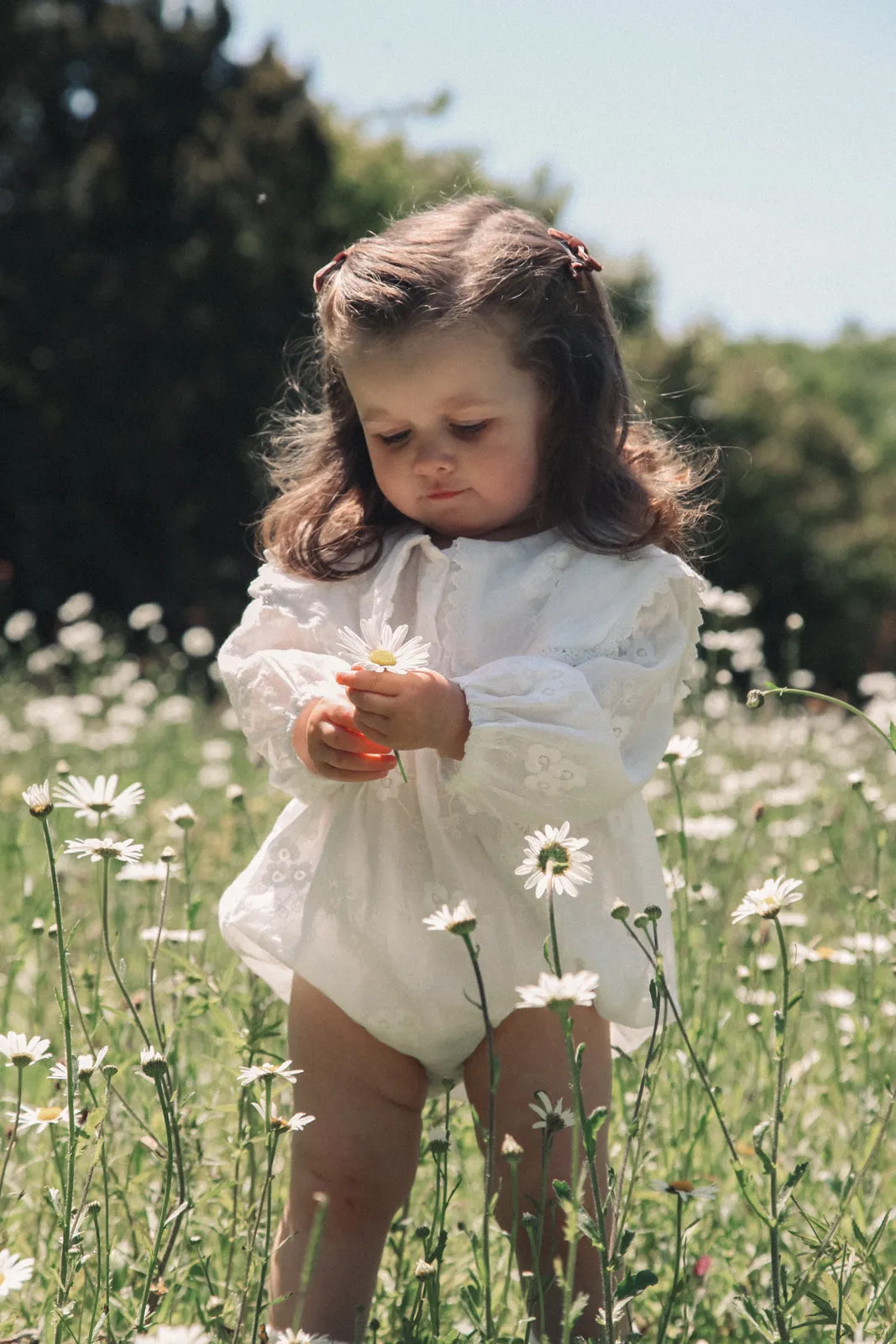 White Embroidered Oversized Collar Romper