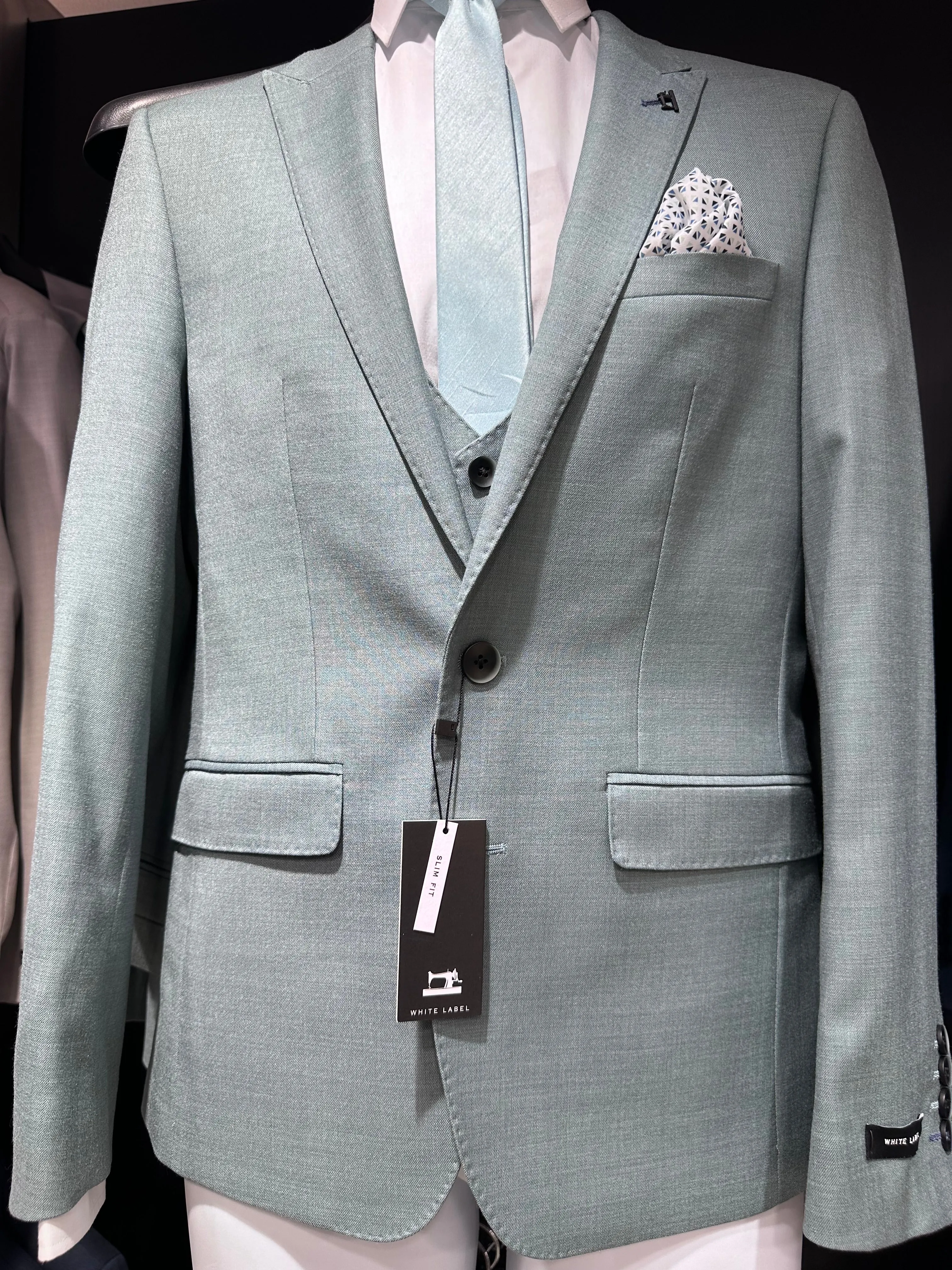 White Lable slim fit Light Green Suit