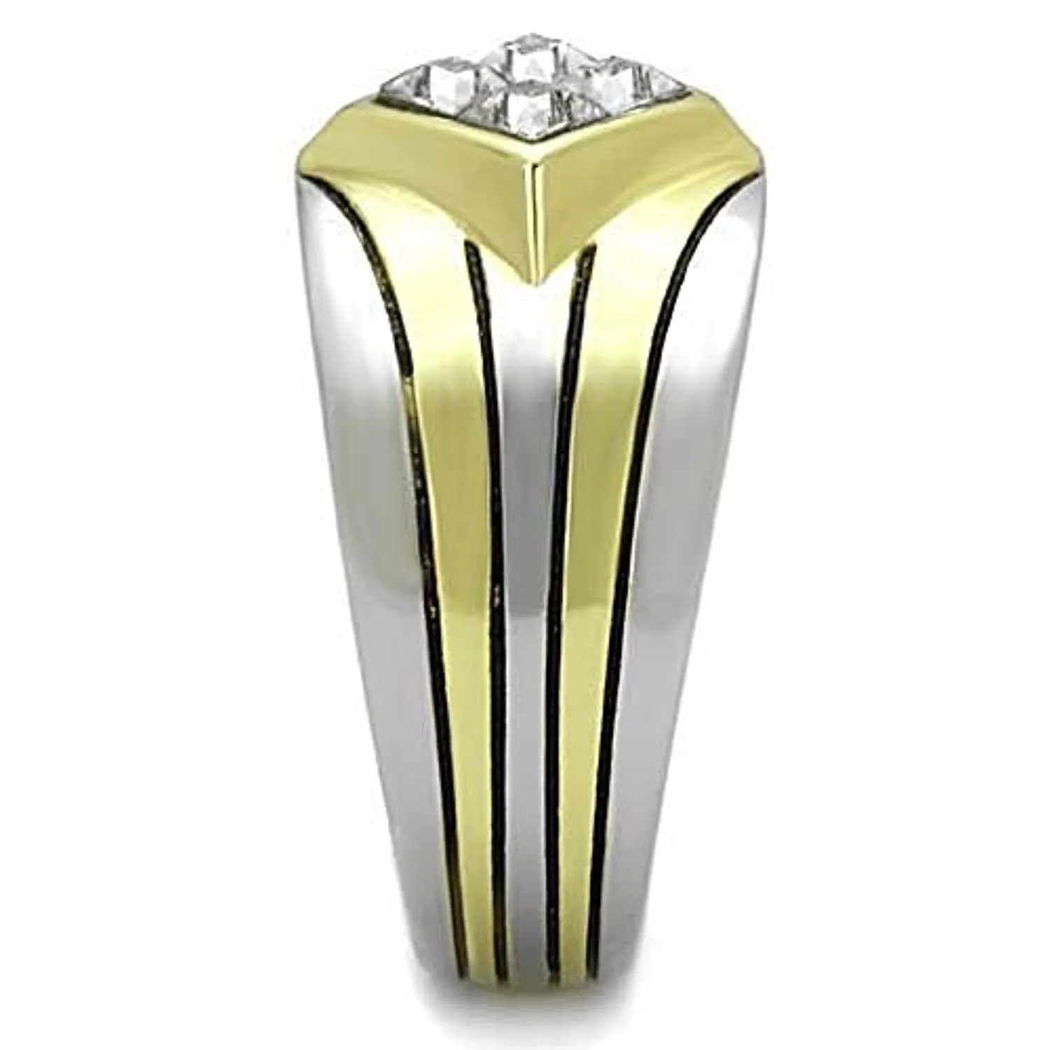 WildKlass Stainless Steel Ring Two-Tone IP Gold Men Top Grade Crystal Clear