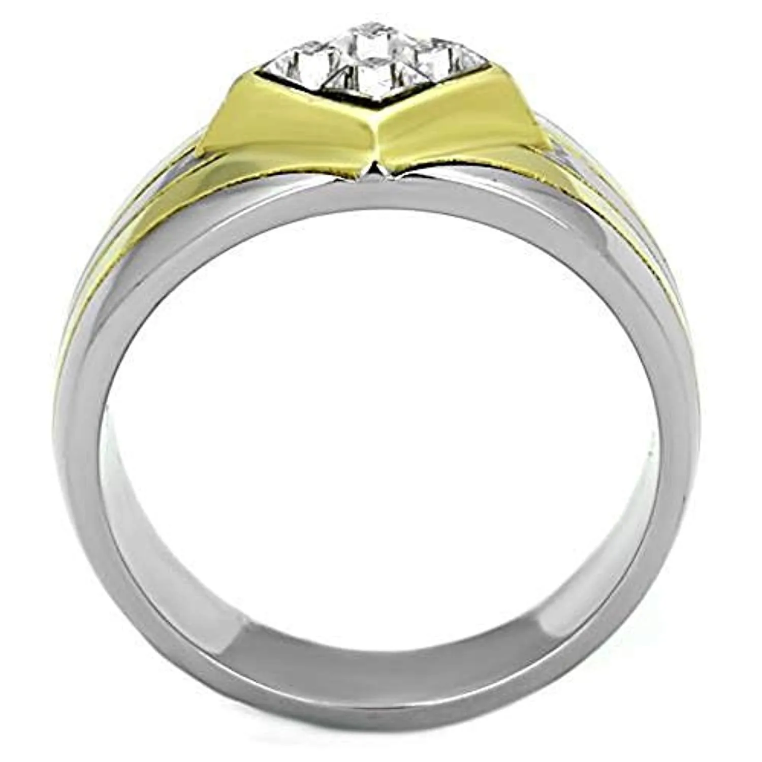 WildKlass Stainless Steel Ring Two-Tone IP Gold Men Top Grade Crystal Clear