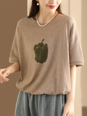 Women Summer Casual Drawstring Hem Cotton Shirt PA1031