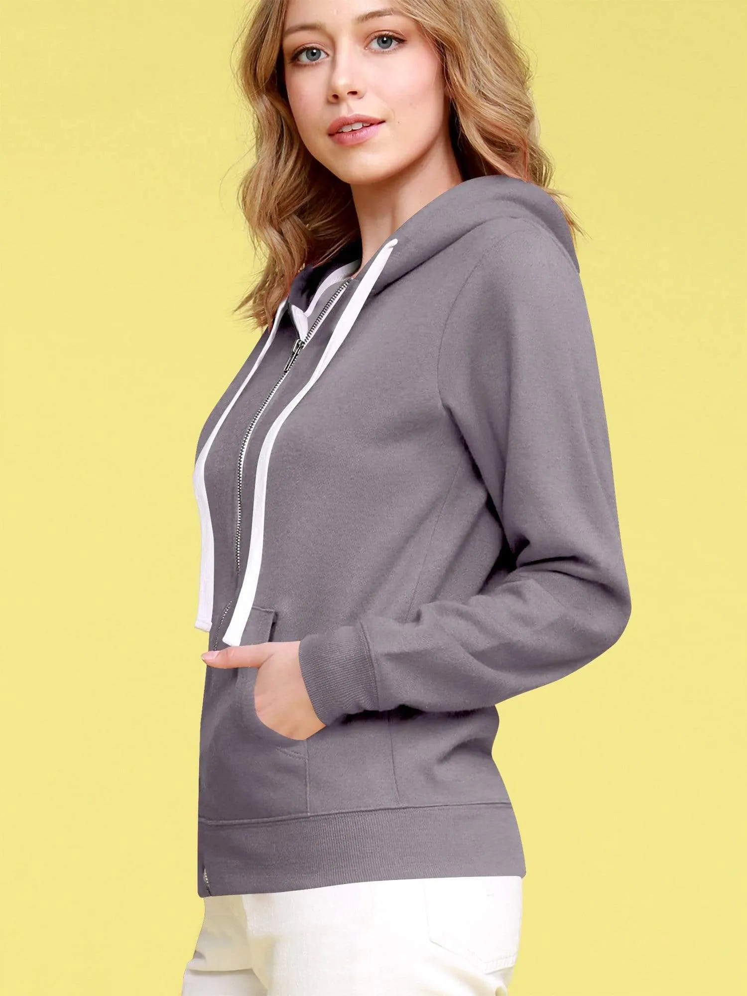 Women's Active Casual Zip-up Hoodie Long Sleeve Lightweight Sweatshirt