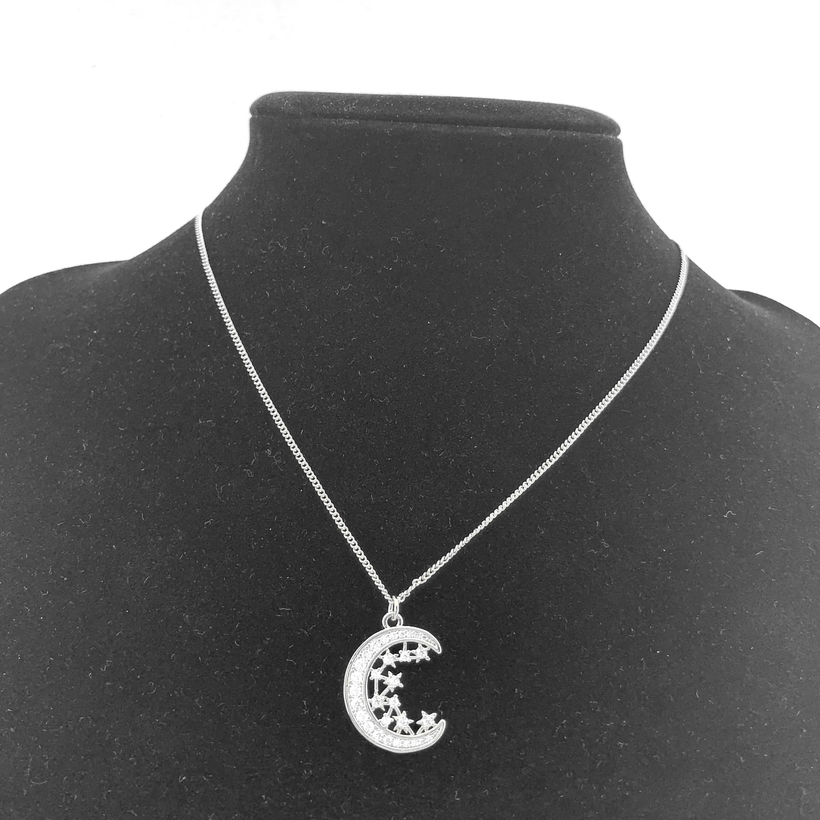 Women's Fashion CZ Star Cresent Moon Necklace